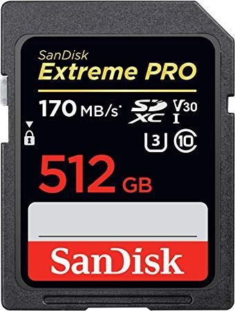 SANDISK 512 GB Extreme Pro SDHC 170 MB/s Class 10 SD-MMC Kart