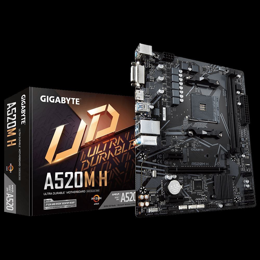 GIGABYTE AMD A520M-H AM4 DDR4 4266MHZ DVI HDMI ANAKART